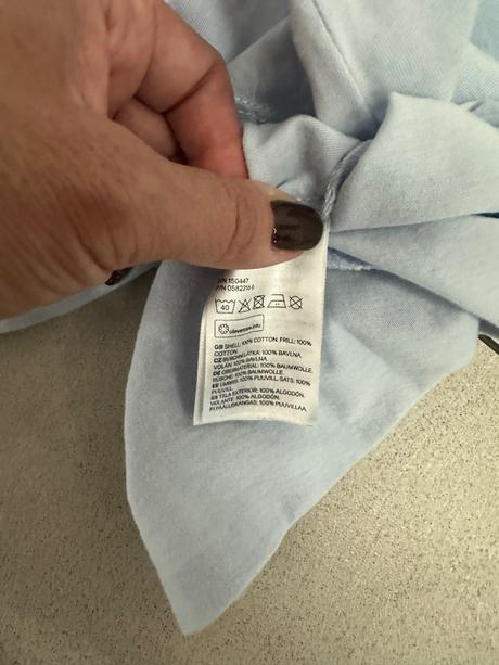 Svetlomodré tričko s volánikmi na rukáve, h&m,xs