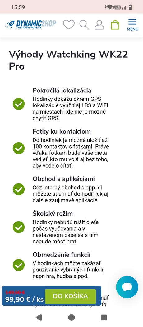 Detské smart hodinky watch king wk22,