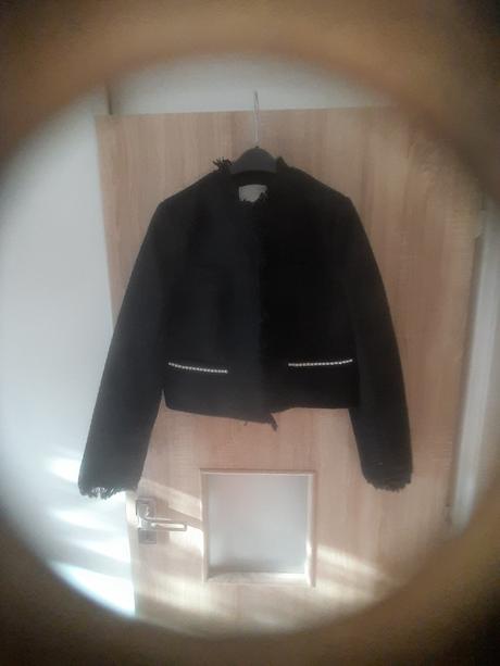 Sako - typ chanel, bouclé tvíd,farba carbon black, bonprix,40