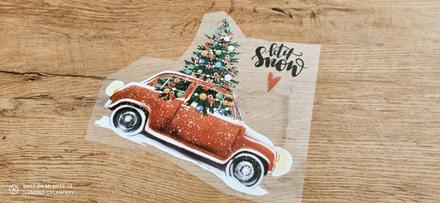 Nažehľovacia nálepka - let it snow  - červená, mod, 