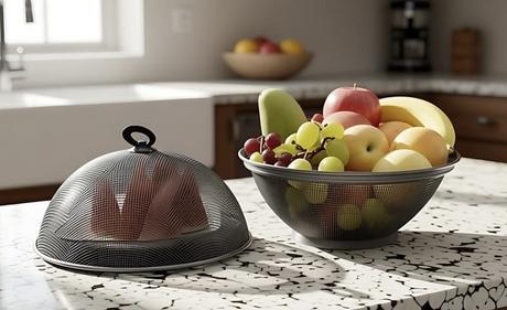 Košík z kovovej sieťoviny na potraviny, 