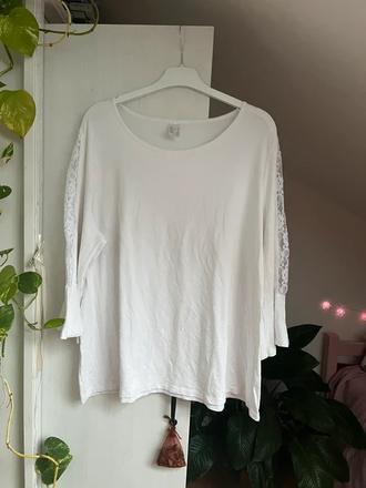 Biele tričko s čipkou/ biele tricko s volanmi, 4xl