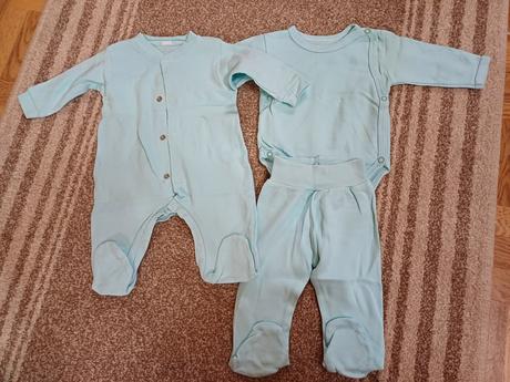 Tyrkysový set body,overal,nohavice, 62