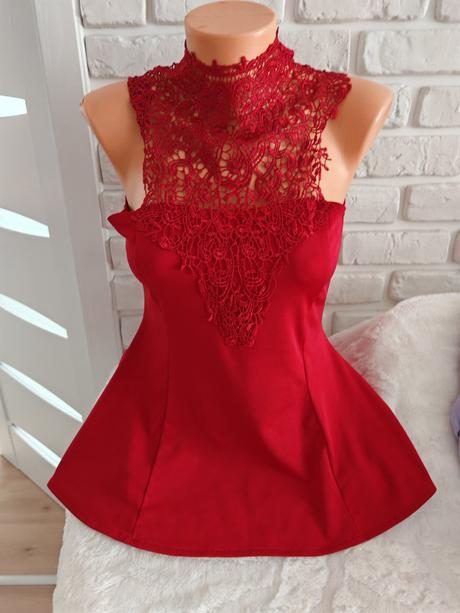 Uzasny peplum top s krajkou s,m sadne, m