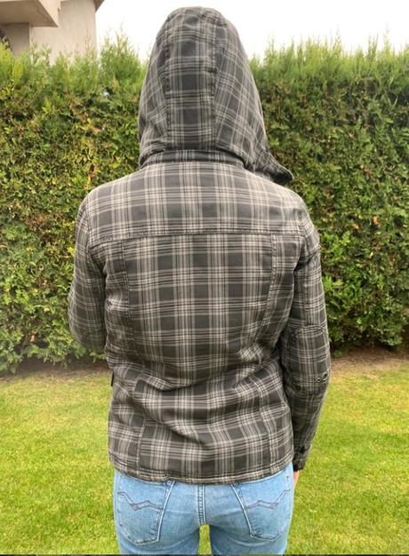 Čierna zimná látková bunda, fishbone,xs