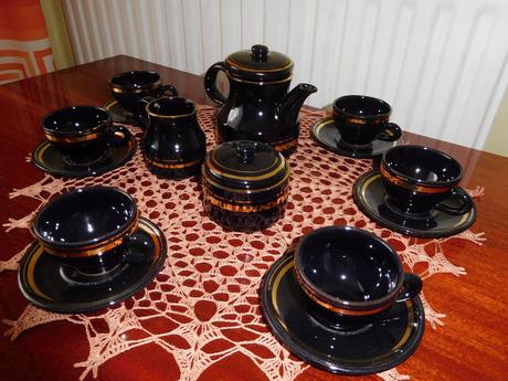 Kearmika tmavo tmavo modrá-kávičková sada, 