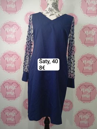 Modré šaty so sieťovými rukávmi, 40