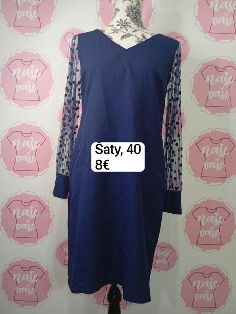 Modré šaty so sieťovými rukávmi, 40