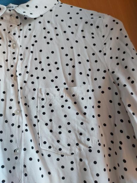 Biela bodkovaná košeľa blúzka, s