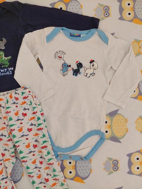 Dinosaury súprava 2xbody + tepláky veľ.74/80, lupilu,74
