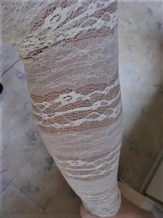 Luxusné krajkové nylonové legíny, l