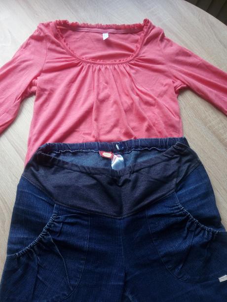 Tehotenské rifle + blúzka zdarma, 38