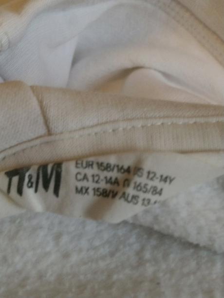 Biela mikina klokanka s nápismi, h&m, 158-164 cm, h&m,158