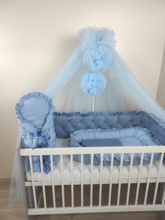 Súprava do postieľky + zavinovačka modrá,