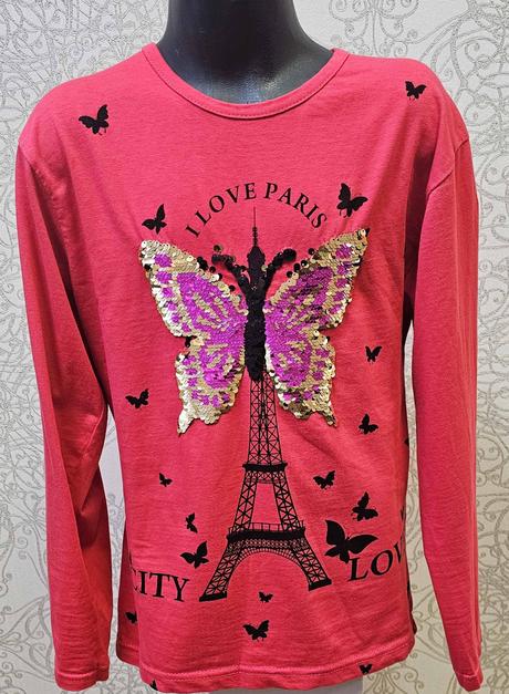Tričko s flitrovaným motýlikom, 170