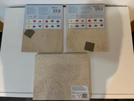 3 ks drevene skladacky na dalsiu tvorbu,