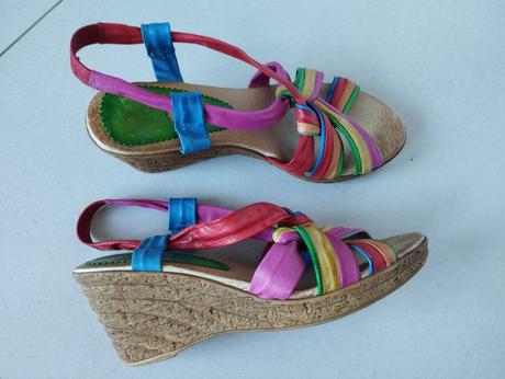 Farebné kožené sandálky, 38