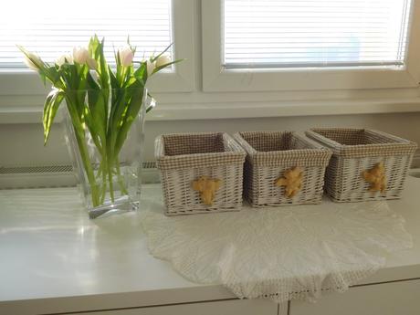 Košík prútený 3 kusy, bavlnené vnútro, 