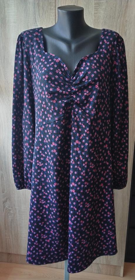 Kvetované šaty bodyflirt s dlhým rukávom, bonprix,48