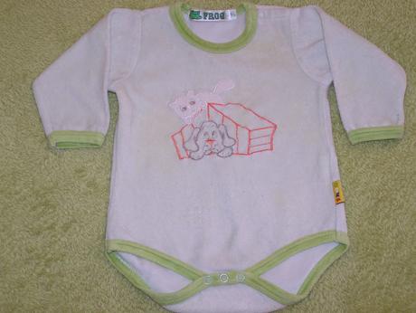 Zelené velúrové body so psíkom a mačičkou, frog,74