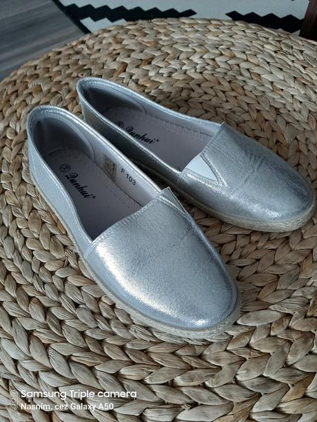 Espadrilky strieborné, 38