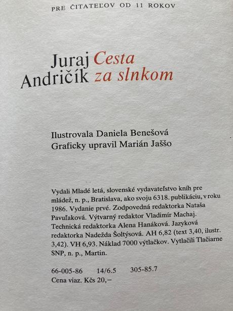 Cesta za slnkom prvé vydanie 1986,
