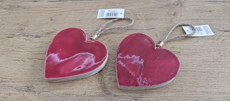 Srdce závesené drevené - červené - 105 mm, 
