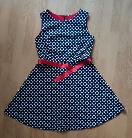 Retro bodkované šaty, xs