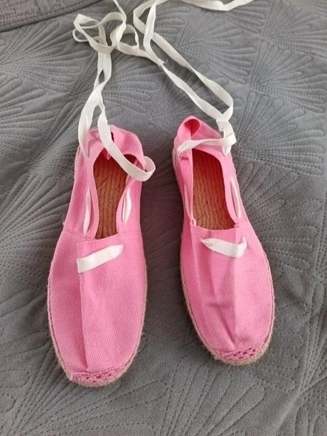 Ružové espadrílky so šnurovaním, 40