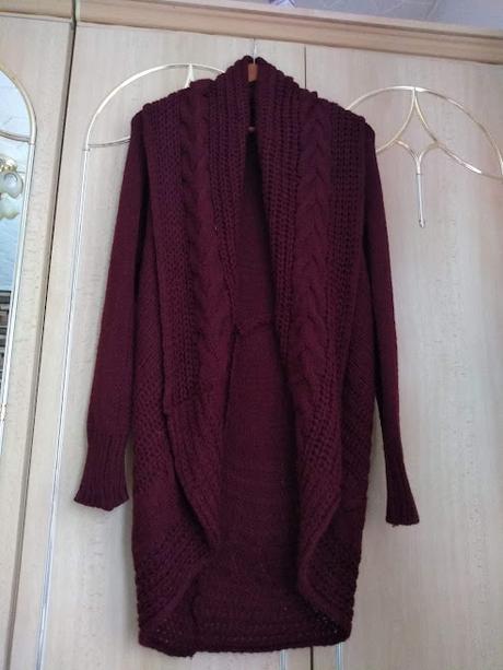 Bordovy kardigan uni, 