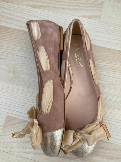 Talianske kožené baleríny s mašličkou léstrosa, 37