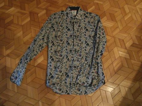 Modrá košeľa s lyžiarskymi motívmi, l