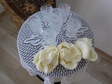 Brúsené sklo poldecáky 6 kusov, 