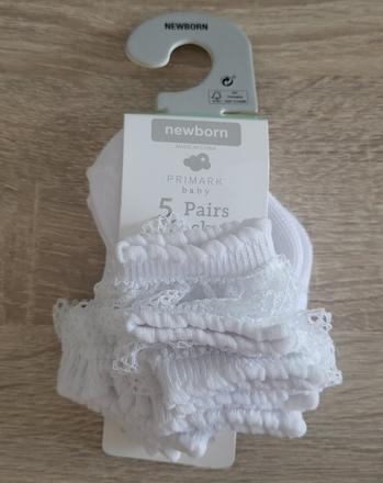 5ks ponožiek newborn, primark,17 / 18 / 50 / 56