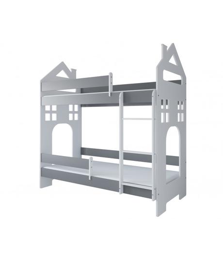 Poschodová posteľ dom ii, sivá - rozmer 180x80 cm, šírka (cm): 80,dĺžka (cm): 180