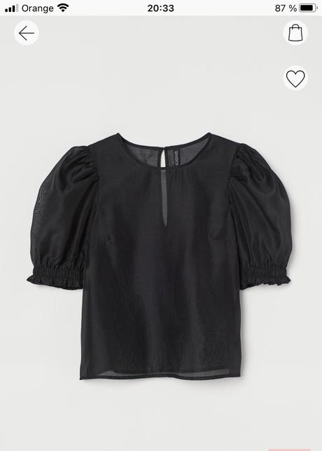 Blúzka s naberanymi rukávmi, h&m,xs
