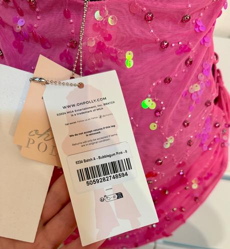 Luxusné oh polly ružové flitrové mini šaty, s