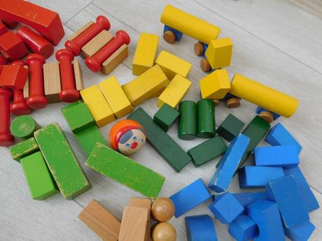 Retro-drevené kocky stavebnica, 