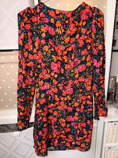 Kvetovane šaty mini s dlhym rukavom pull&bear, pull&bear,m