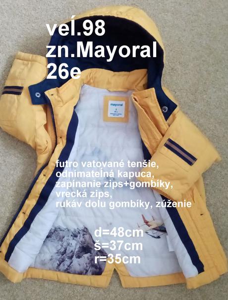 Bunda chlapčenská veĺ.98, zn.mayoral, mayoral,98