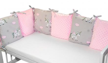 Vankúšikový mantinel baby jednorožec ružová, šírka (cm): 35,dĺžka (cm): 30