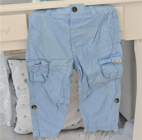 Bledomodré tenké nohavice -80, f&f,80