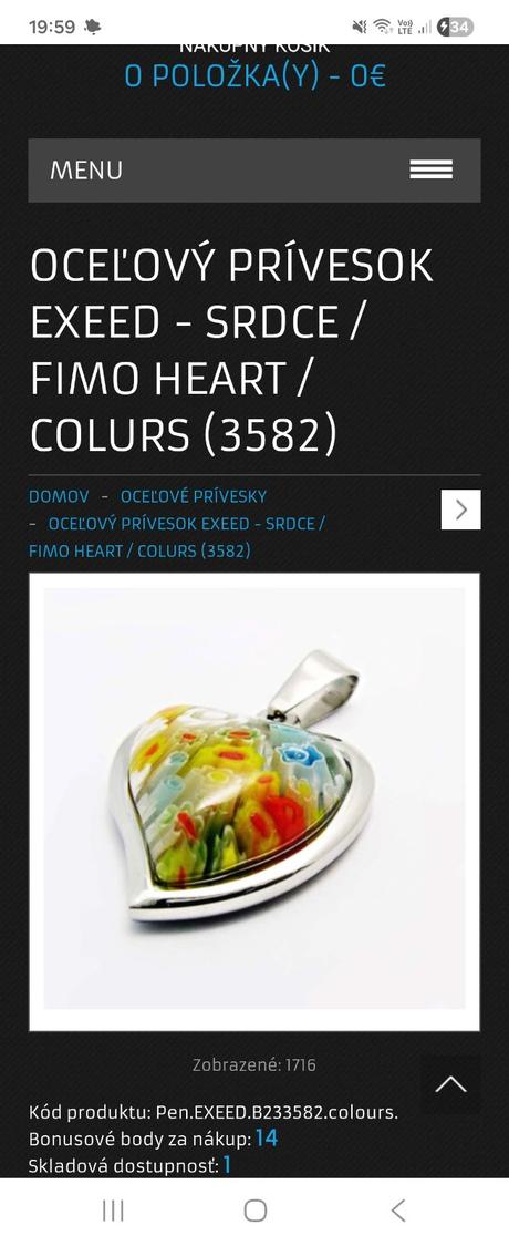 Oceľový prívesok srdce, 