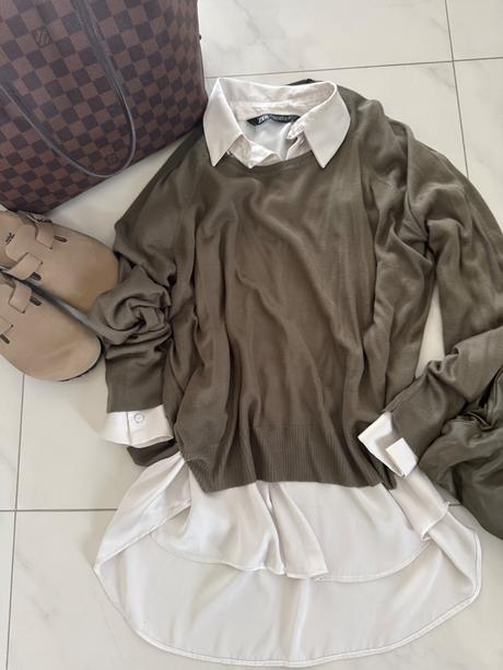 Základný sveter- olivový, zara,s