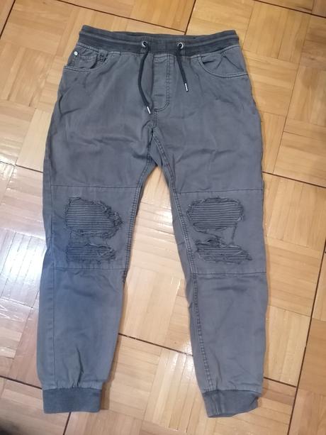 Khaki potrhané rifle na gumičku fsbn, fishbone,xl