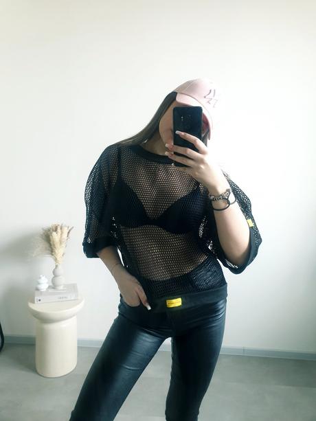 Sieťovaný oversize top m, m