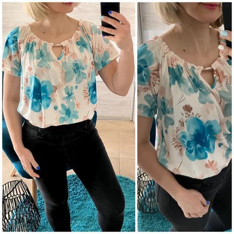 Kvetovaná blúzka so spadnutými ramenami, l / m / s / xl