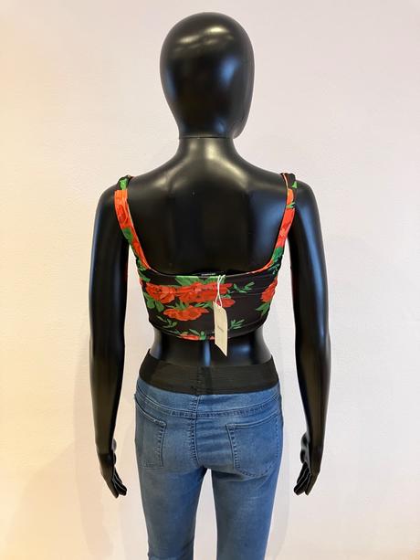 Kvetovaný croptop bershka (xs), bershka,xs