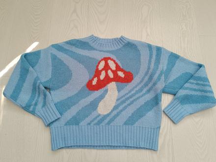 Modrý oversize sveter, s