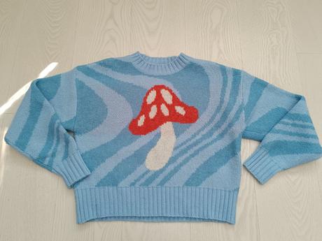 Modrý oversize sveter, s